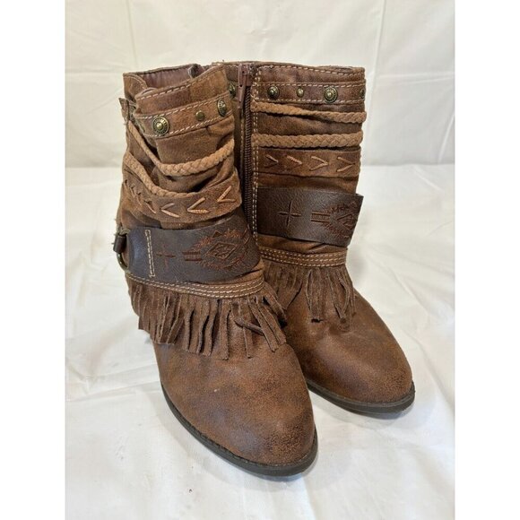 JellyPop Rugby Bootie Brown Faux Leather Size 6 M - Picture 1 of 9